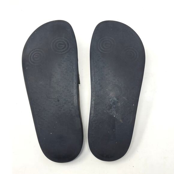 Gucci Logo Slides Rubber Sandals Slip On Black Italy Womens Size 40 US 10 - Picture 8 of 14
